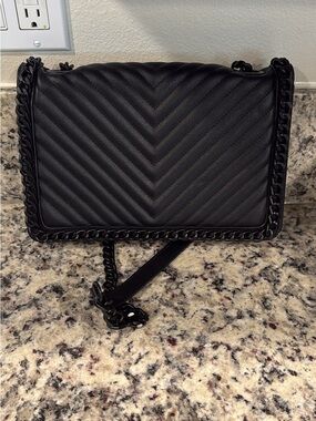 Aldo Black Quilted Chain-Trim Crossbody Bag
